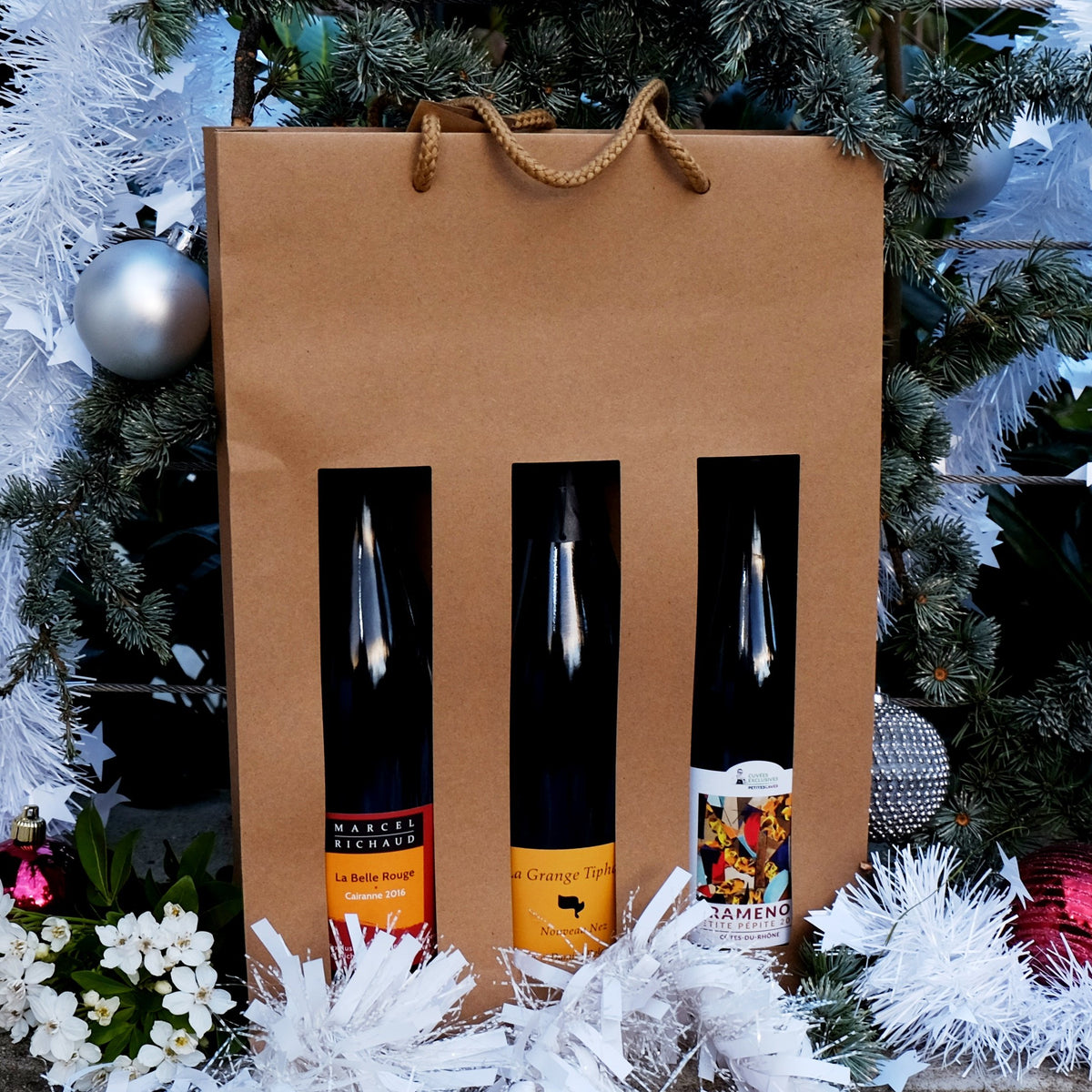 Coffret de Vin Noël - Coffret vin 3 bouteilles pour offrir
